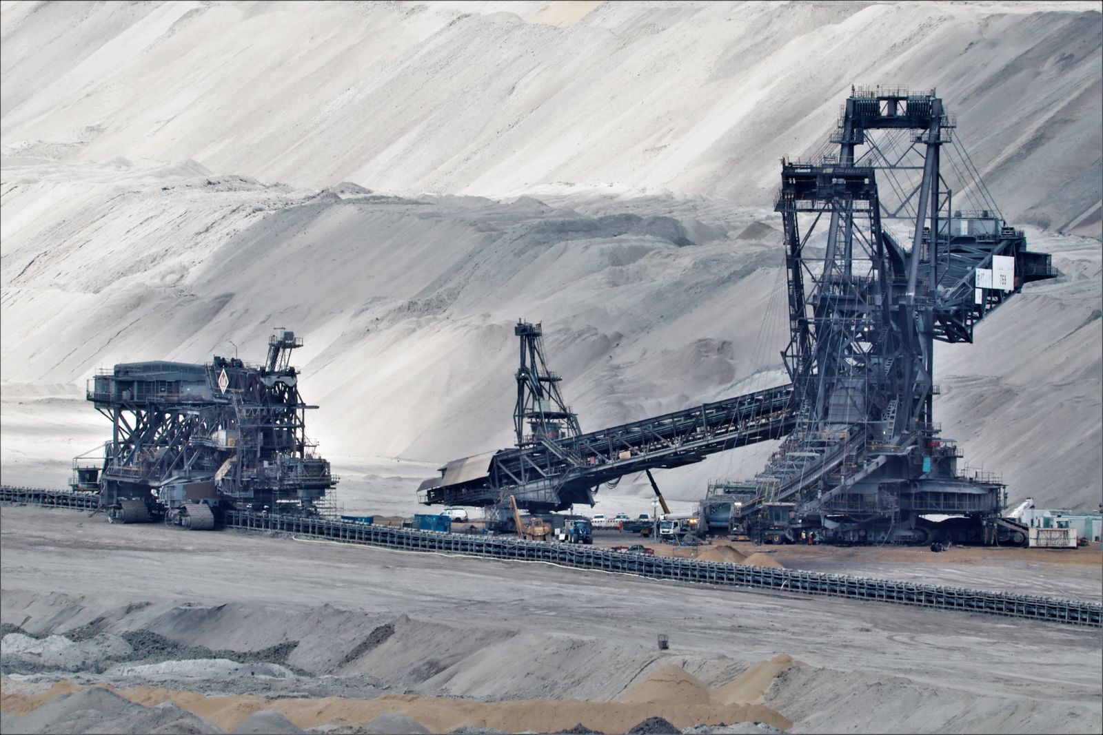 Bucket wheel excavator working an open-pit mine