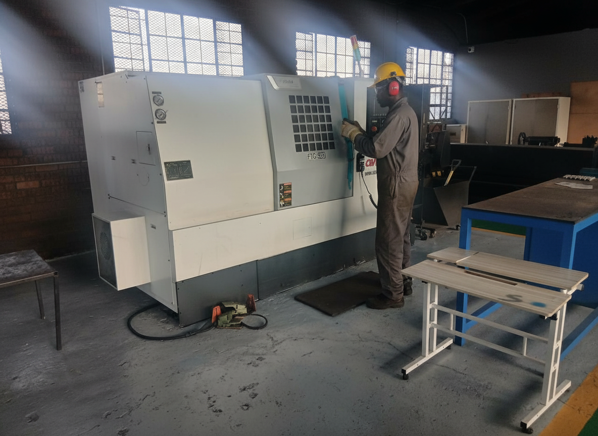 CNC machining in the Super Salvage fabrication workshop