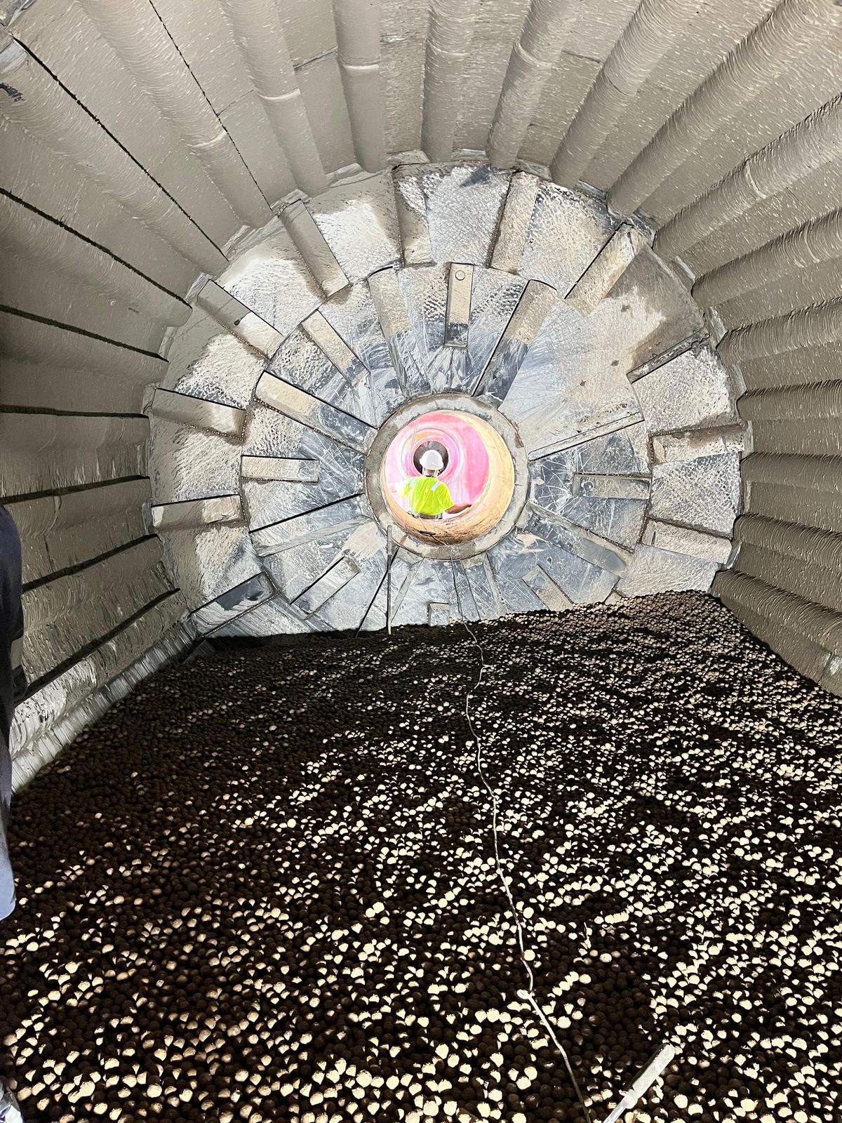 Interior of a ball mill during relining